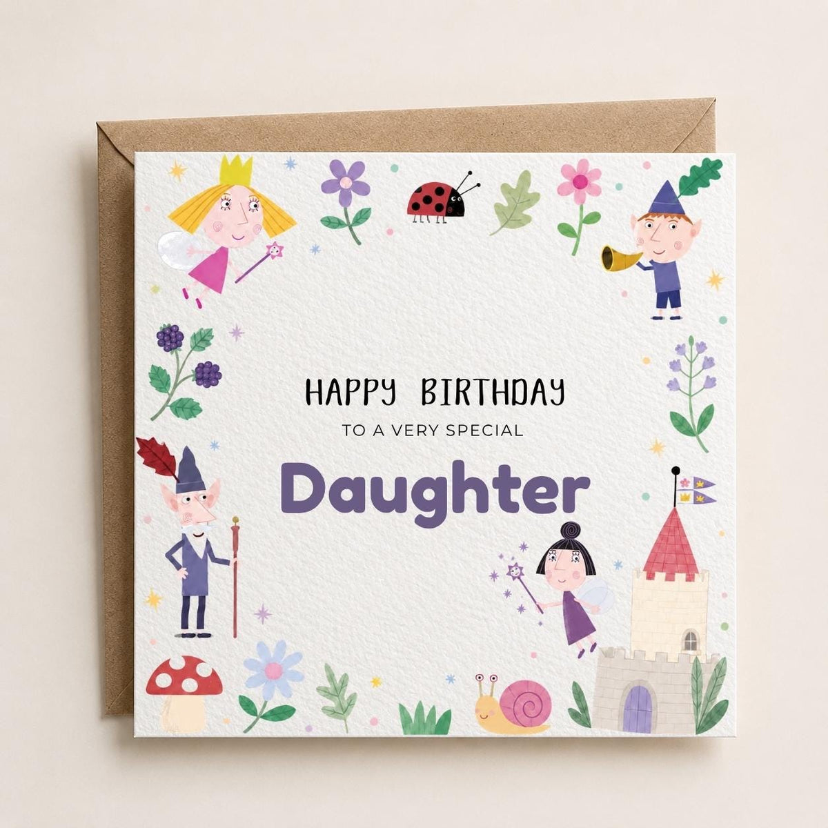 Personalised TV Elf and Fairy | Holly & Ben Theme Birthday Card for Son, Daughter, Brother, Sister, Friend etc