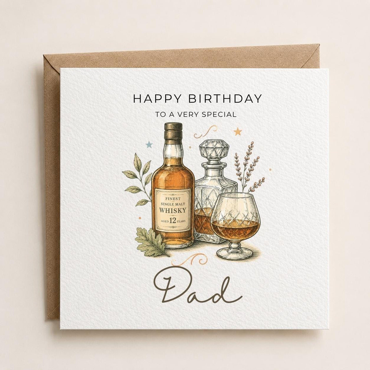 Personalised Whisky Theme Birthday Card for Husband, Dad, Grandad, Son,  Uncle, Brother etc