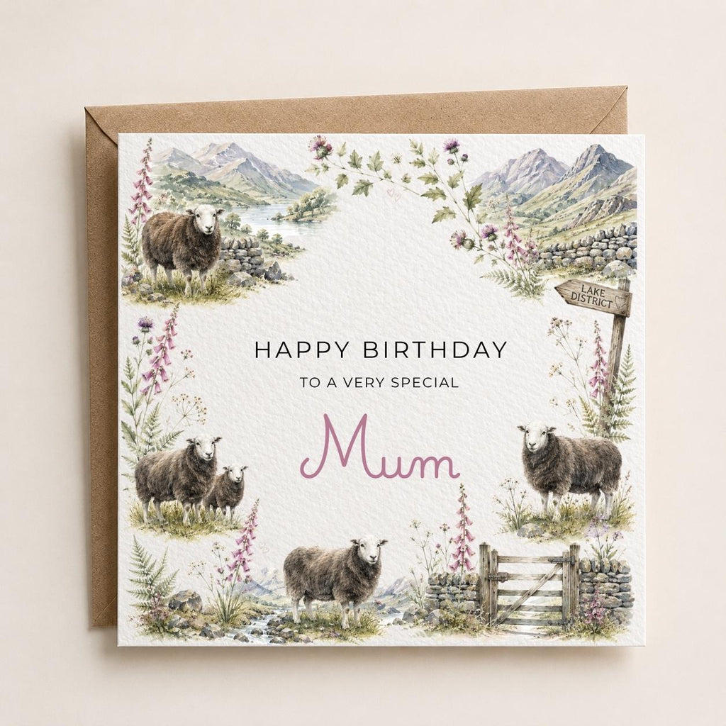Personalised Lake District Theme Birthday Card for Wife, Mum, Grandma, Daughter, Auntie, Sister etc