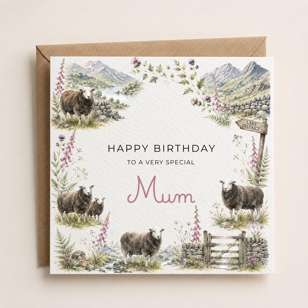 Personalised Lake District Theme Birthday Card for Wife, Mum, Grandma, Daughter, Auntie, Sister etc