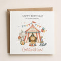 Personalised Circus Theme Birthday Card for Son, Grandson, Brother etc