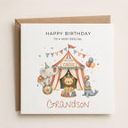 Personalised Circus Theme Birthday Card for Son, Grandson, Brother etc