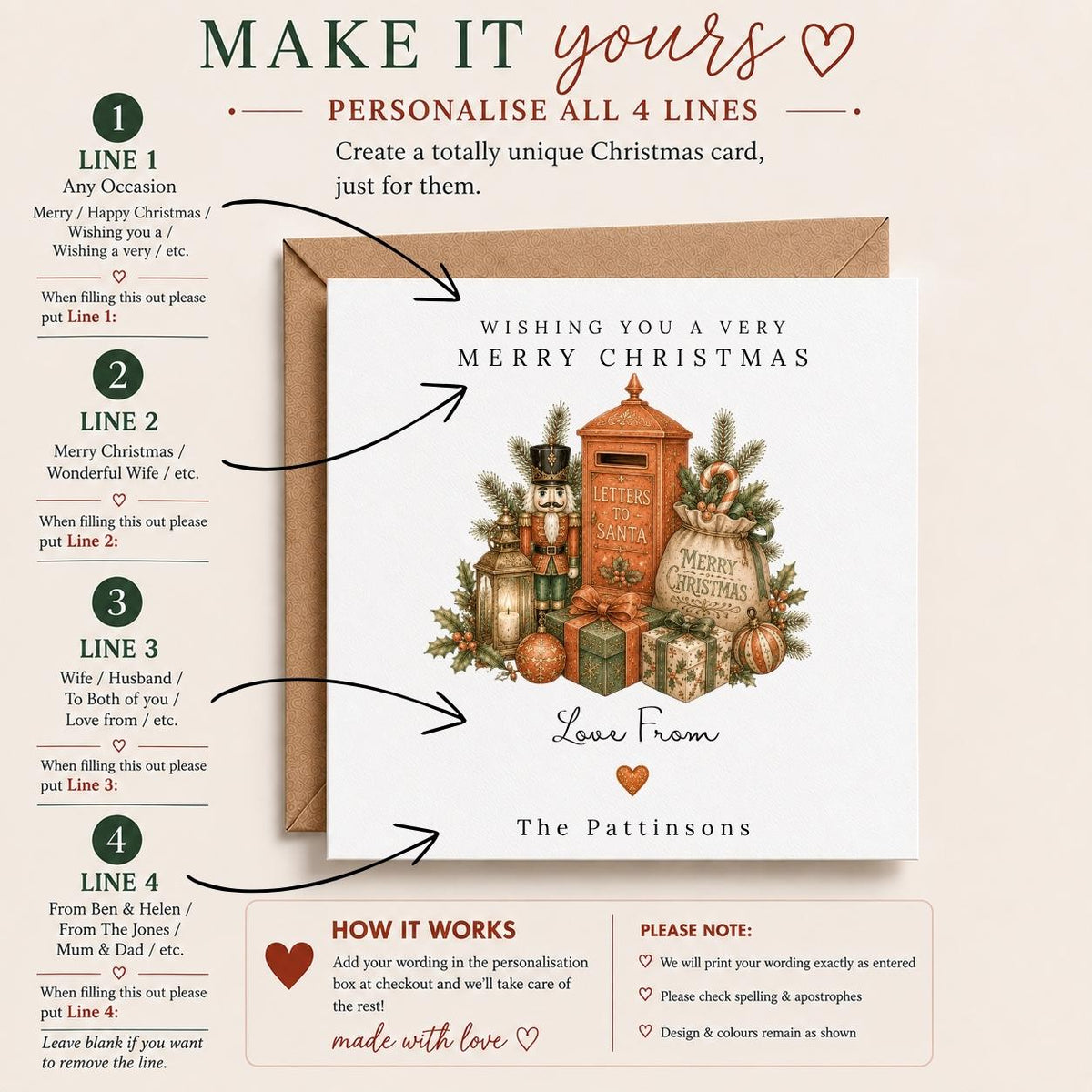 Personalised Christmas Card | Vintage Festive Greeting | Luxury Xmas Keepsake | Completely Customisable | Old-Fashioned Christmas