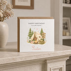 Personalised Camping Theme Birthday Card for Wife, Mum, Grandma, Daughter, Auntie, Sister etc