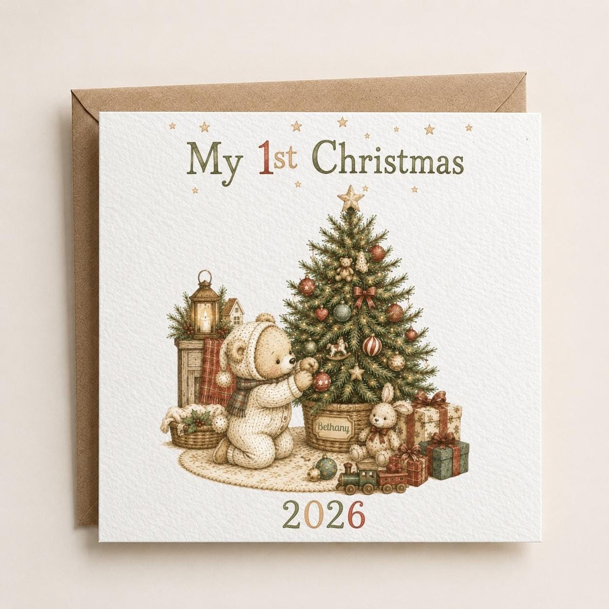Personalised Christmas Card | My 1st Christmas | Add Any Name | For New-born / Baby