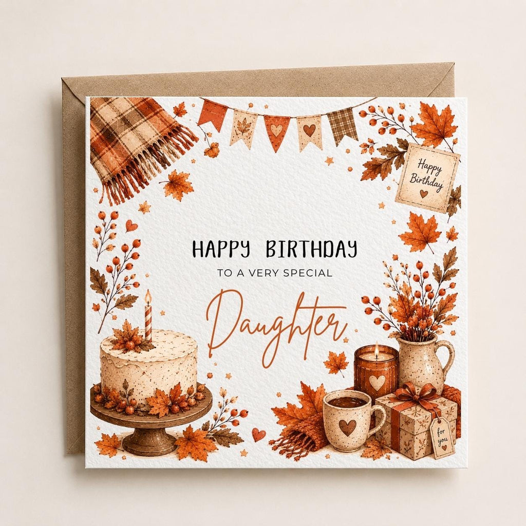 Personalised Autumn Theme Birthday Card for Son, Daughter, Sister,  Brother, Friend etc