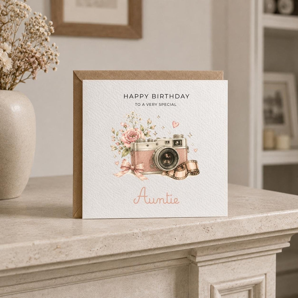 Personalised Camera Theme Birthday Card for Wife, Mum, Grandma, Daughter, Auntie, Sister etc