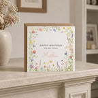 Personalised Wildflower Theme Birthday Card for Wife, Mum, Grandma, Daughter, Auntie, Sister etc