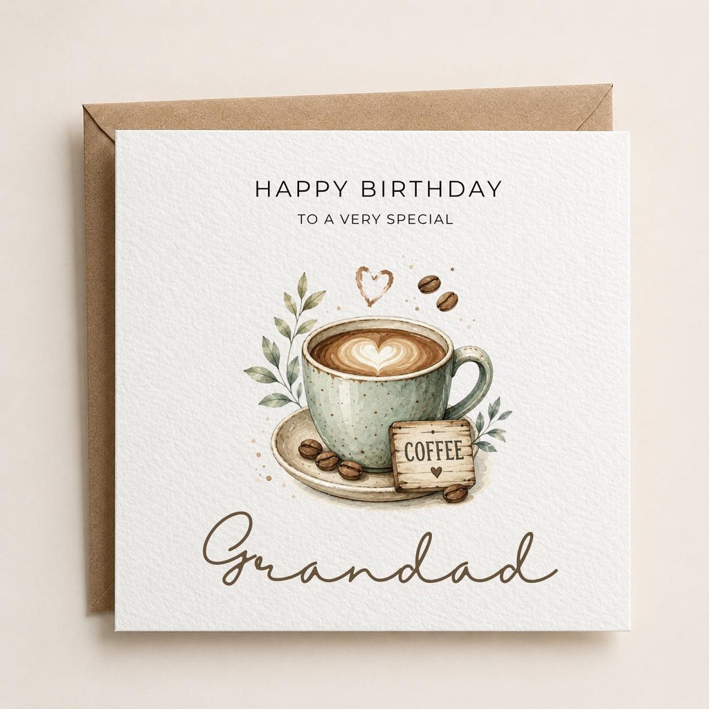 Personalised Coffee Theme Birthday Card for Husband, Dad, Grandad, Son,  Uncle, Brother etc