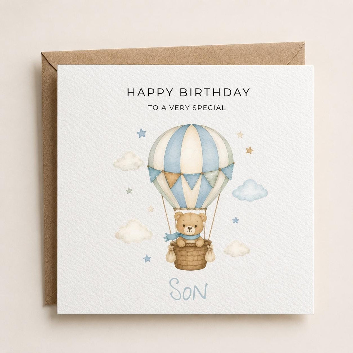 Personalised Hot Air Balloon Theme Birthday Card for Son, Grandson, Brother etc