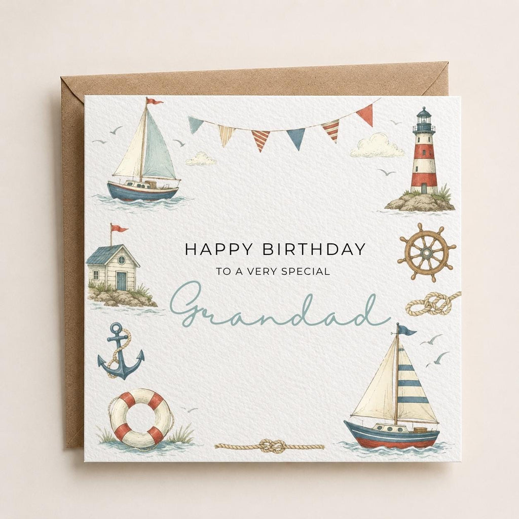 Personalised Sailing Theme Birthday Card for Husband, Dad, Grandad, Son,  Uncle, Brother etc