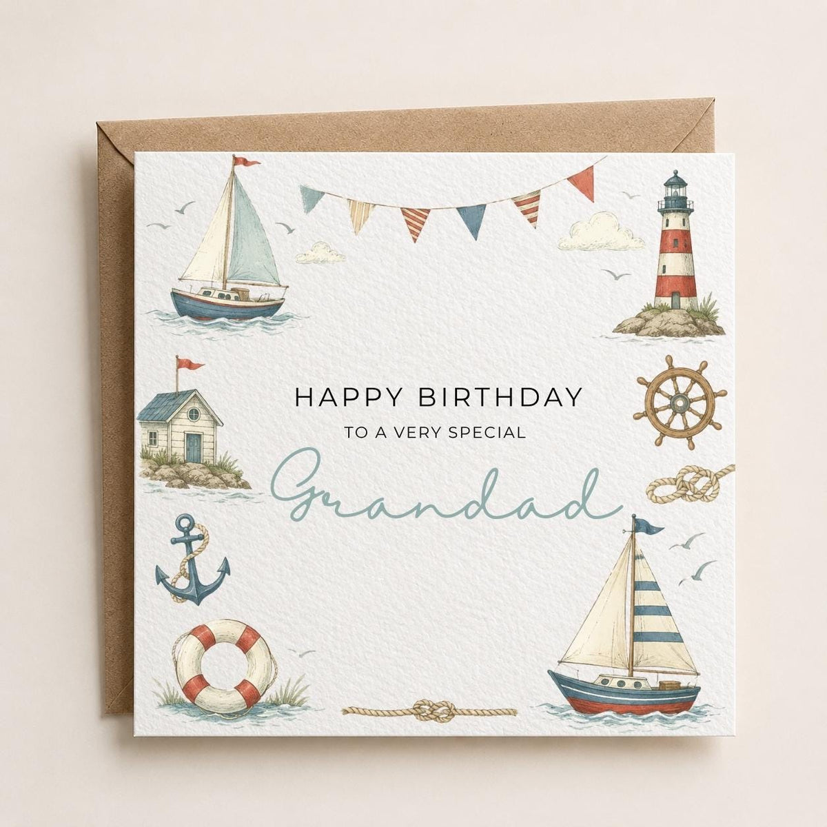 Personalised Sailing Theme Birthday Card for Husband, Dad, Grandad, Son,  Uncle, Brother etc