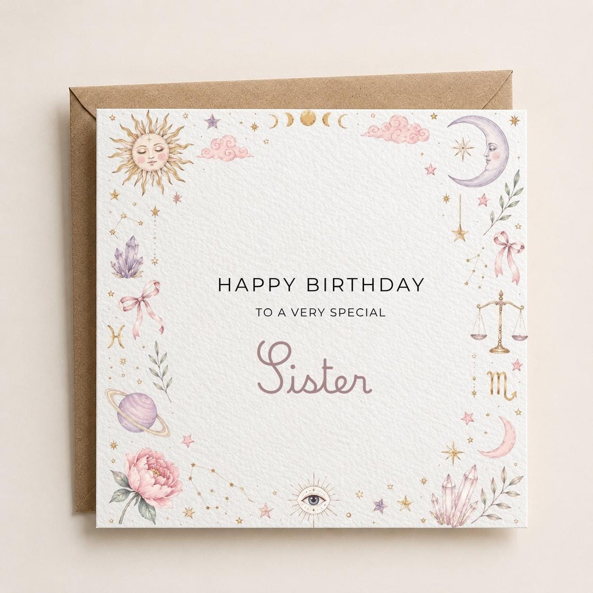 Personalised Astronomy Theme Birthday Card for Wife, Mum, Grandma, Daughter, Auntie, Sister etc