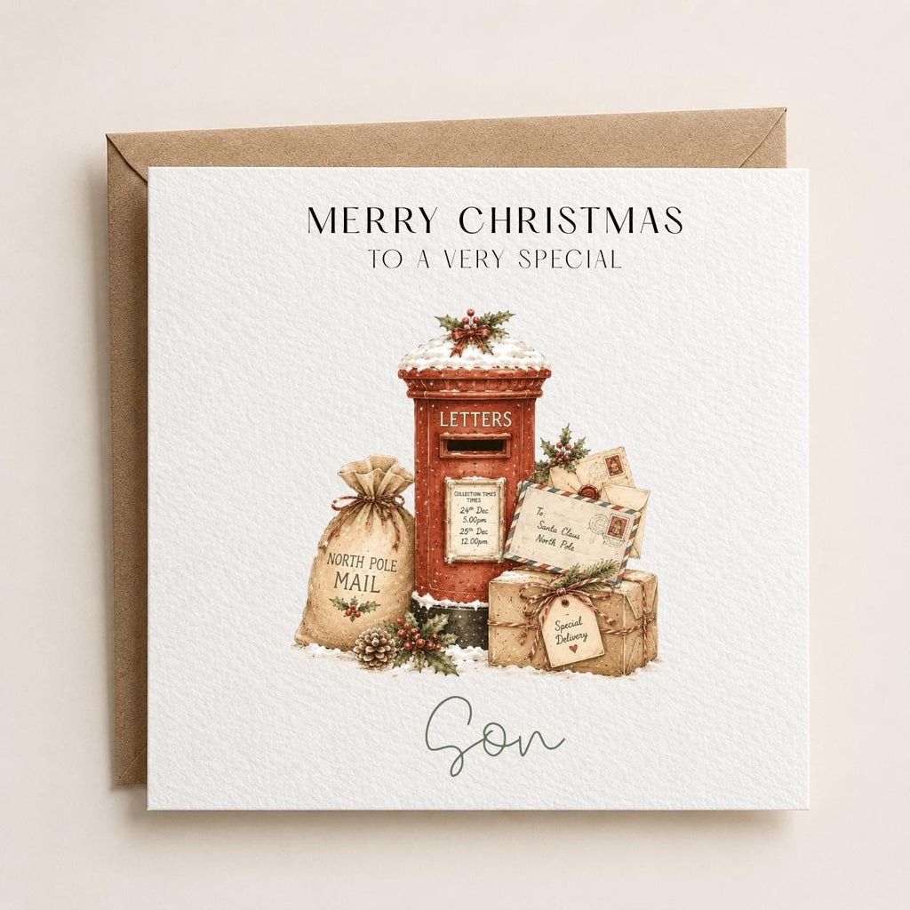Personalised Christmas Card for Children | Vintage Post / Letters To Santa Theme