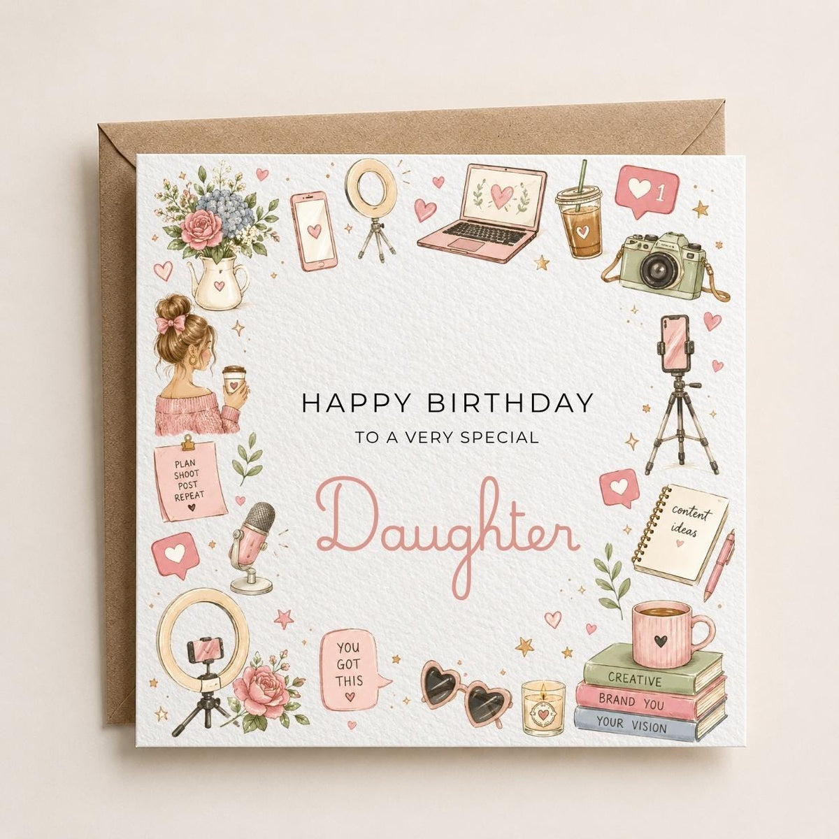 Personalised Influencer Theme Birthday Card for Wife, Mum, Grandma, Daughter, Auntie, Sister etc