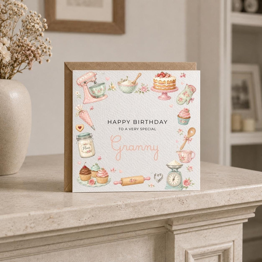 Personalised Baking Theme Birthday Card for Wife, Mum, Grandma, Daughter, Auntie, Sister etc