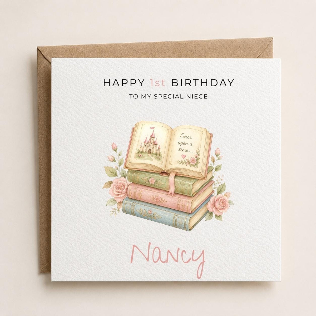 Personalised Storybook Theme Birthday Card for Daughter, Granddaughter, Sister etc