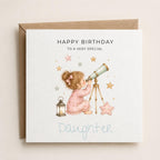 Personalised Stargazing Theme Birthday Card for Daughter, Granddaughter, Sister etc