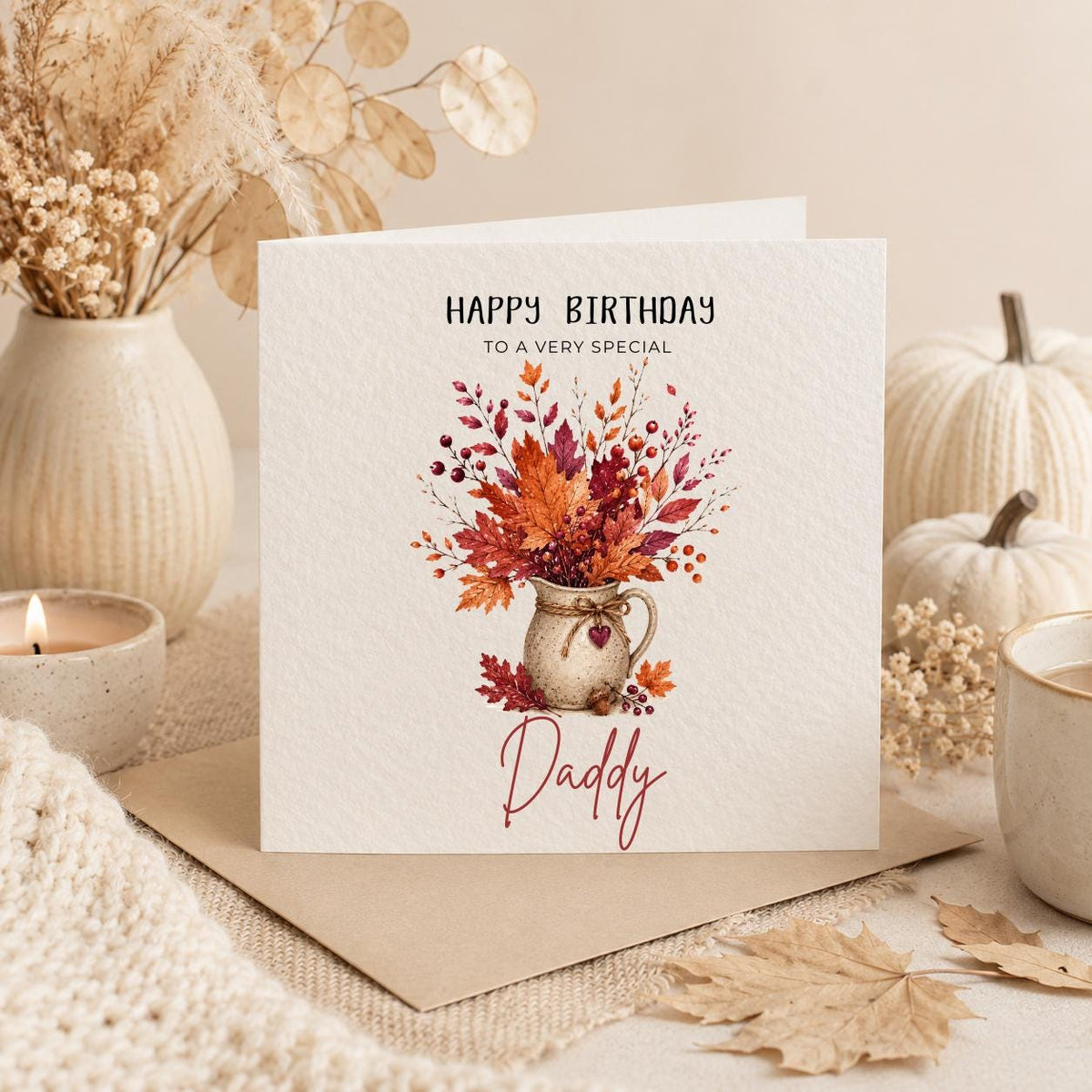 Personalised Autumn Theme Birthday Card for Daughter, Son, Brother, Sister, Friend etc