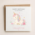 Personalised Unicorn Theme Birthday Card for Daughter, Granddaughter, Sister etc