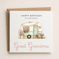 Personalised Caravan Theme Birthday Card for Wife, Mum, Grandma, Daughter, Auntie, Sister etc