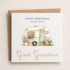 Personalised Caravan Theme Birthday Card for Wife, Mum, Grandma, Daughter, Auntie, Sister etc