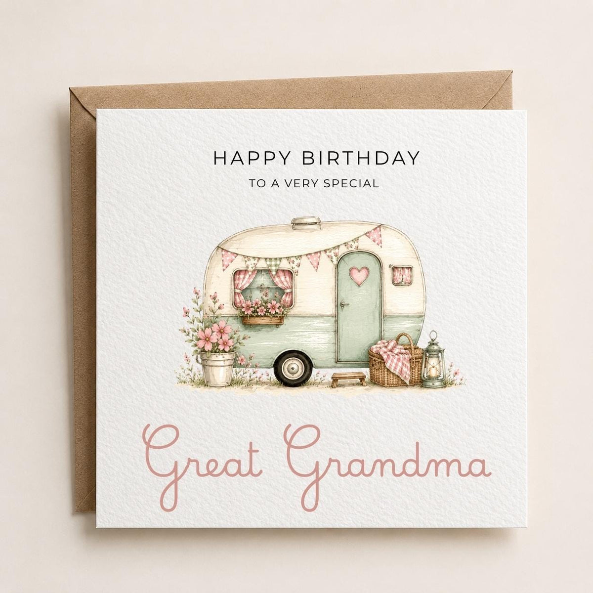 Personalised Caravan Theme Birthday Card for Wife, Mum, Grandma, Daughter, Auntie, Sister etc
