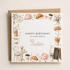 Personalised Café Theme Birthday Card for Wife, Mum, Grandma, Daughter, Auntie, Sister etc