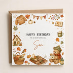 Personalised Autumn Theme Birthday Card for Son, Daughter, Brother, Sister, Friend etc