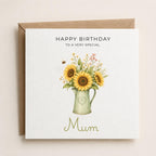 Personalised Sunflower Theme Birthday Card for Wife, Mum, Grandma, Daughter, Auntie, Sister etc