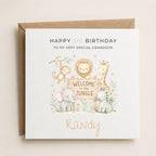 Personalised Jungle Theme Birthday Card for Son, Grandson, Brother etc