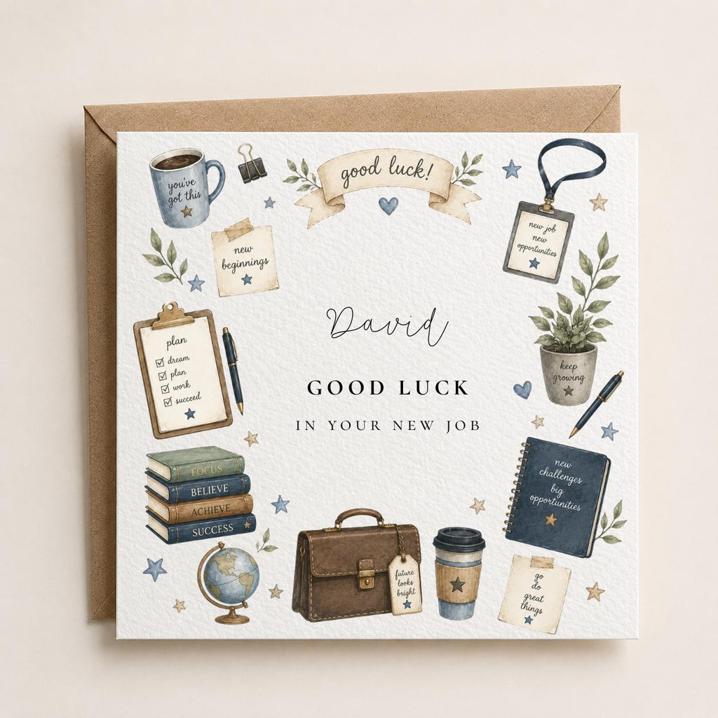 Personalised For Him Good Luck / New Job Card