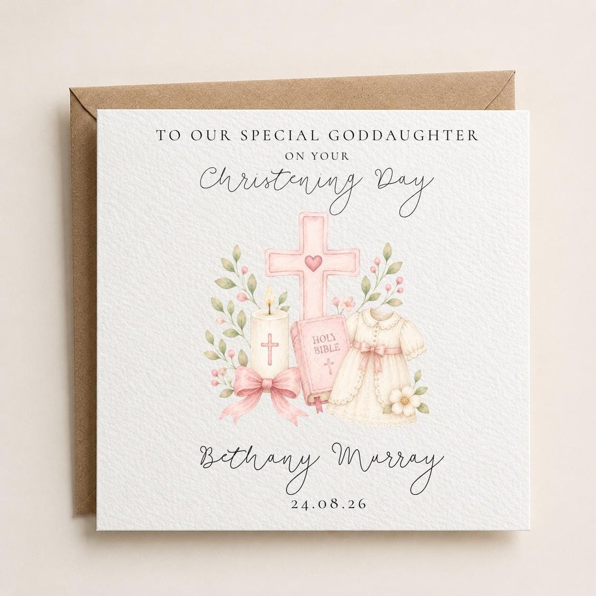 Personalised Christening / Baptism Baby Girl Card