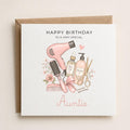 Personalised Hairdresser Theme Birthday Card for Wife, Mum, Grandma, Daughter, Auntie, Sister etc
