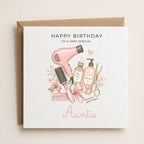 Personalised Hairdresser Theme Birthday Card for Wife, Mum, Grandma, Daughter, Auntie, Sister etc