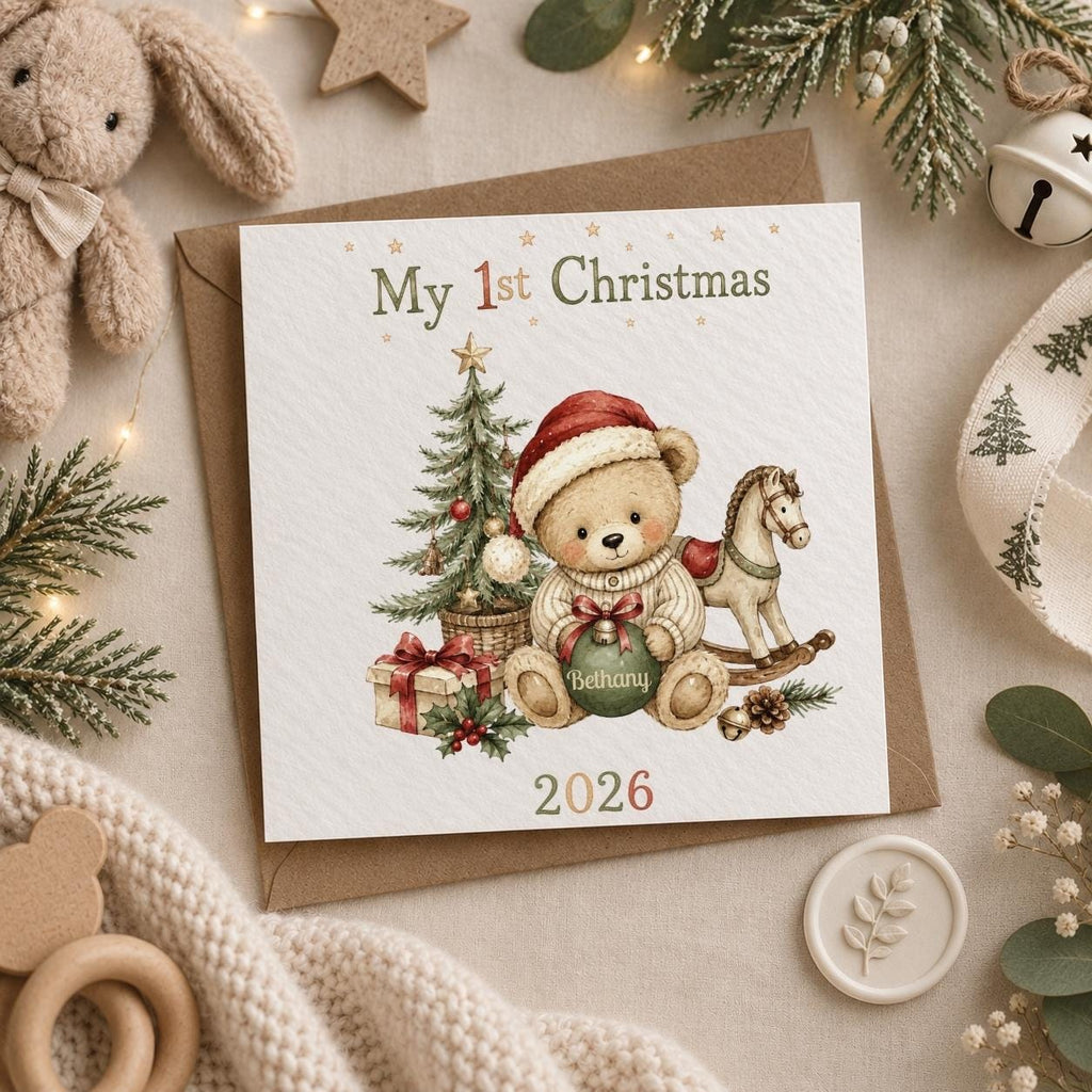 Personalised Christmas Card | My 1st Christmas | Add Any Name | For New-born / Baby