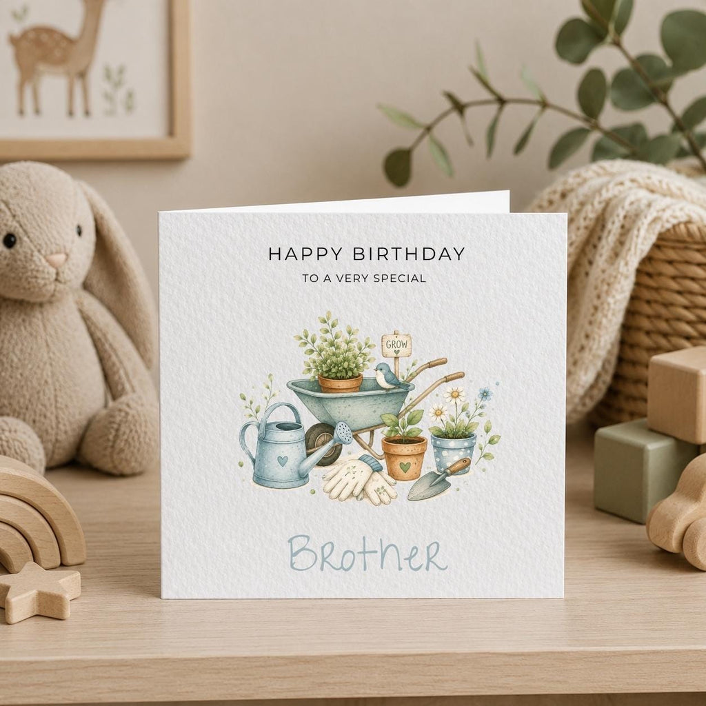 Personalised Gardening Theme Birthday Card for Son, Grandson, Brother etc