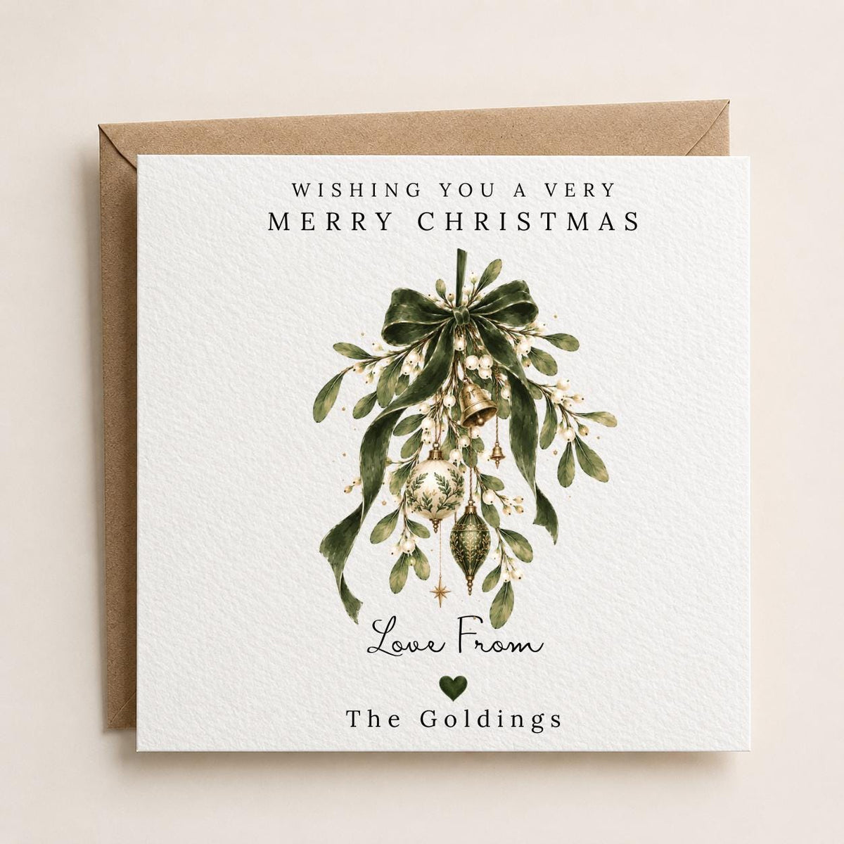 Personalised Christmas Card | Vintage Festive Greeting | Luxury Xmas Keepsake | Completely Customisable | Elegant Mistletoe Christmas