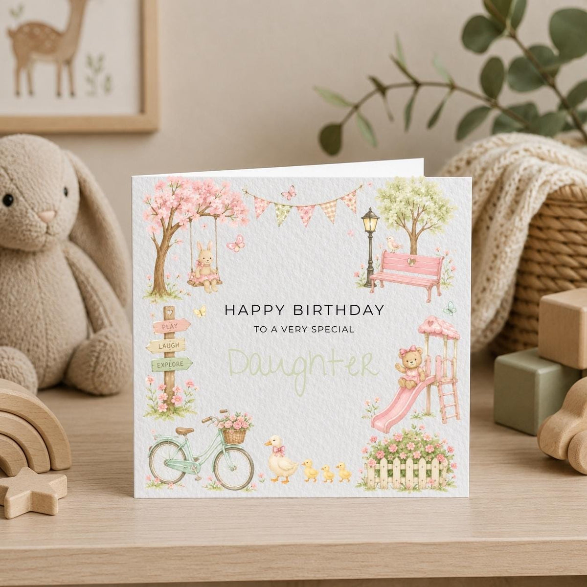 Personalised Park Theme Birthday Card for Daughter, Granddaughter, Sister etc