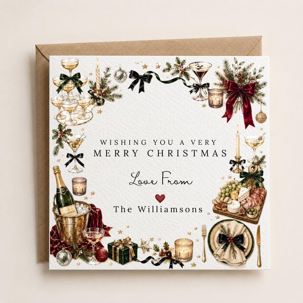 Personalised Christmas Card | Vintage Festive Greeting | Luxury Xmas Keepsake | Completely Customisable | Christmas After Dark