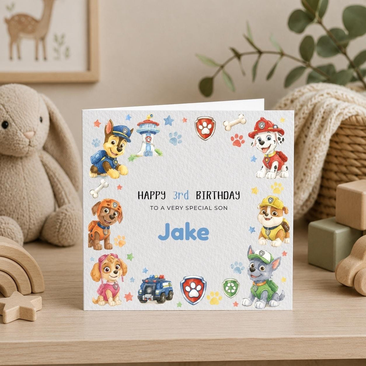 Personalised TV Rescue Dog Theme Birthday Card for Son, Daughter, Brother, Sister, Friend etc