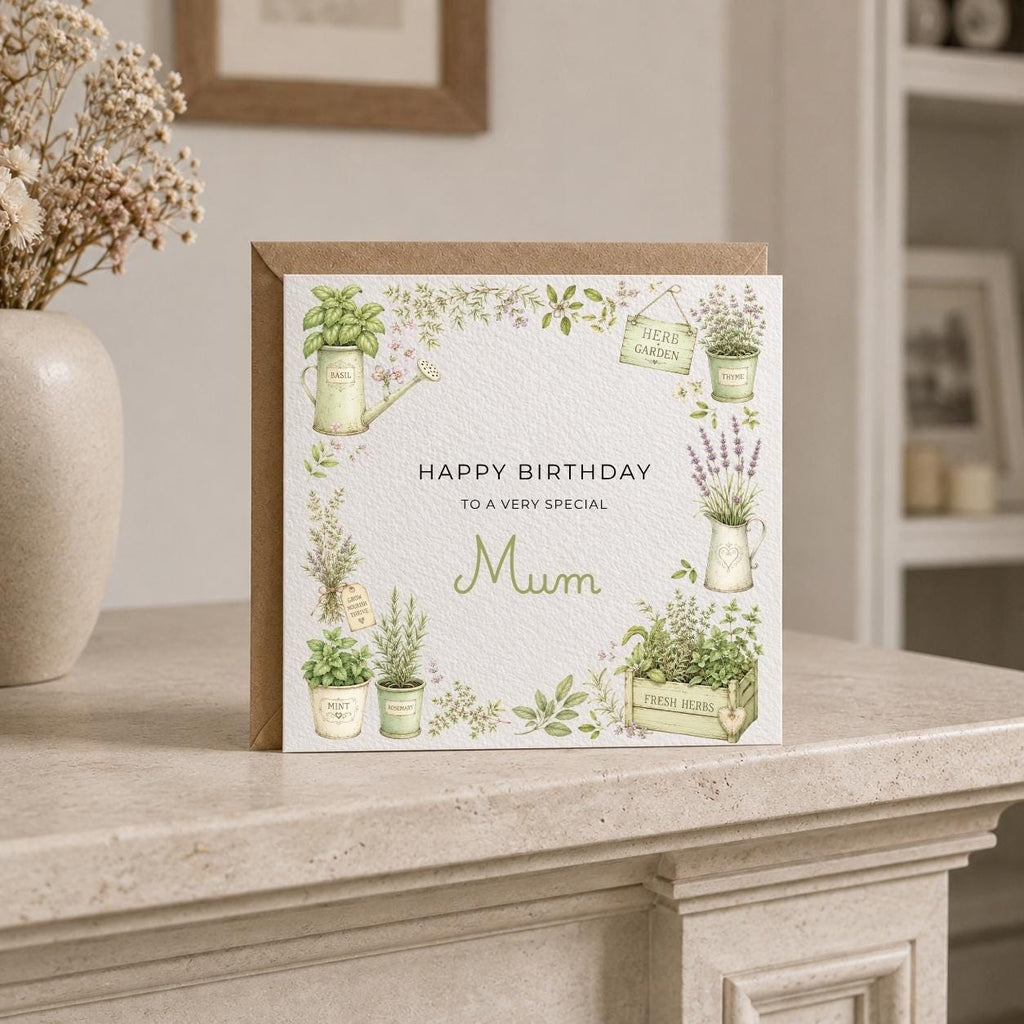 Personalised Herbs Theme Birthday Card for Wife, Mum, Grandma, Daughter, Auntie, Sister etc