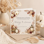 Personalised Autumn Wedding Card | Custom Surname, Date, Newlywed Gift