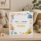 Personalised Bob and Crew Birthday Card for Son | Construction Theme Greeting