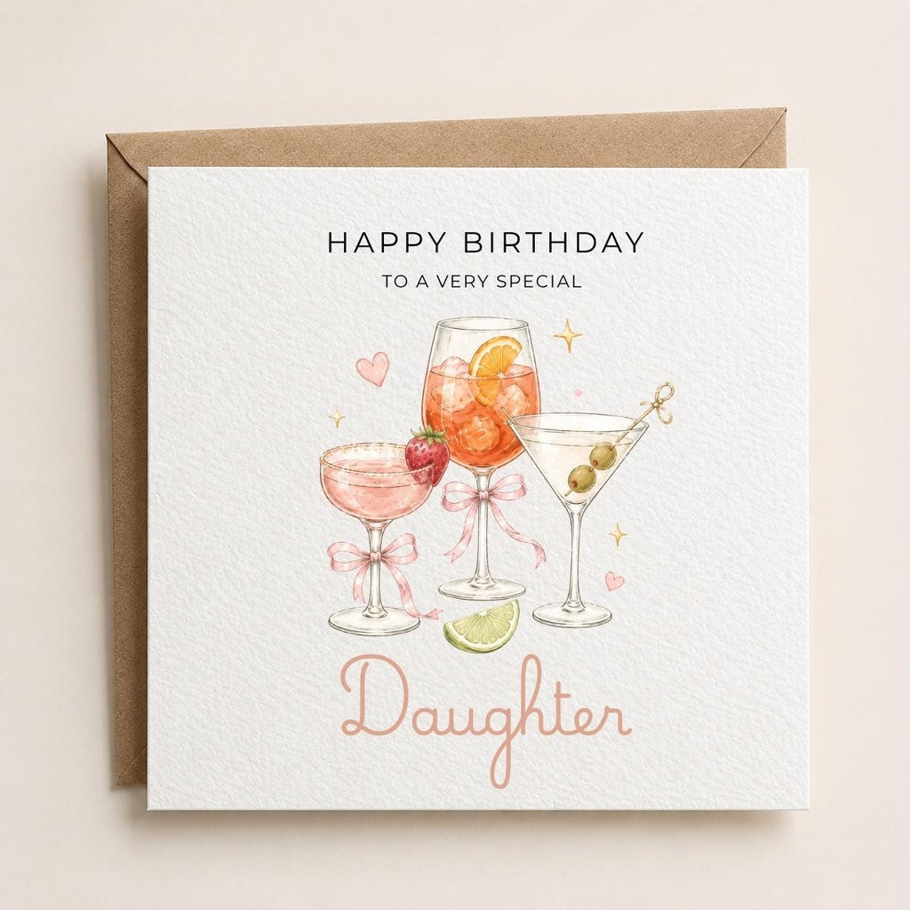 Personalised Cocktail Theme Birthday Card for Wife, Mum, Grandma, Daughter, Auntie, Sister etc