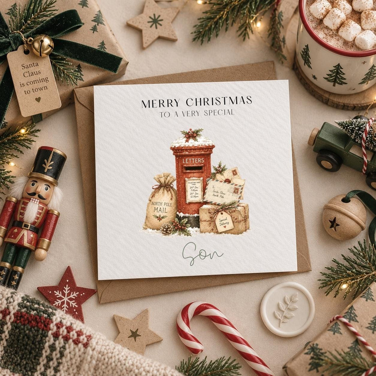 Personalised Christmas Card for Children | Vintage Post / Letters To Santa Theme