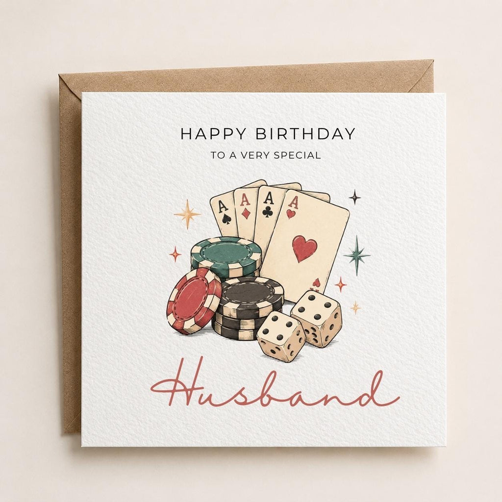 Personalised Casino Theme Birthday Card for Husband, Dad, Grandad, Son,  Uncle, Brother etc