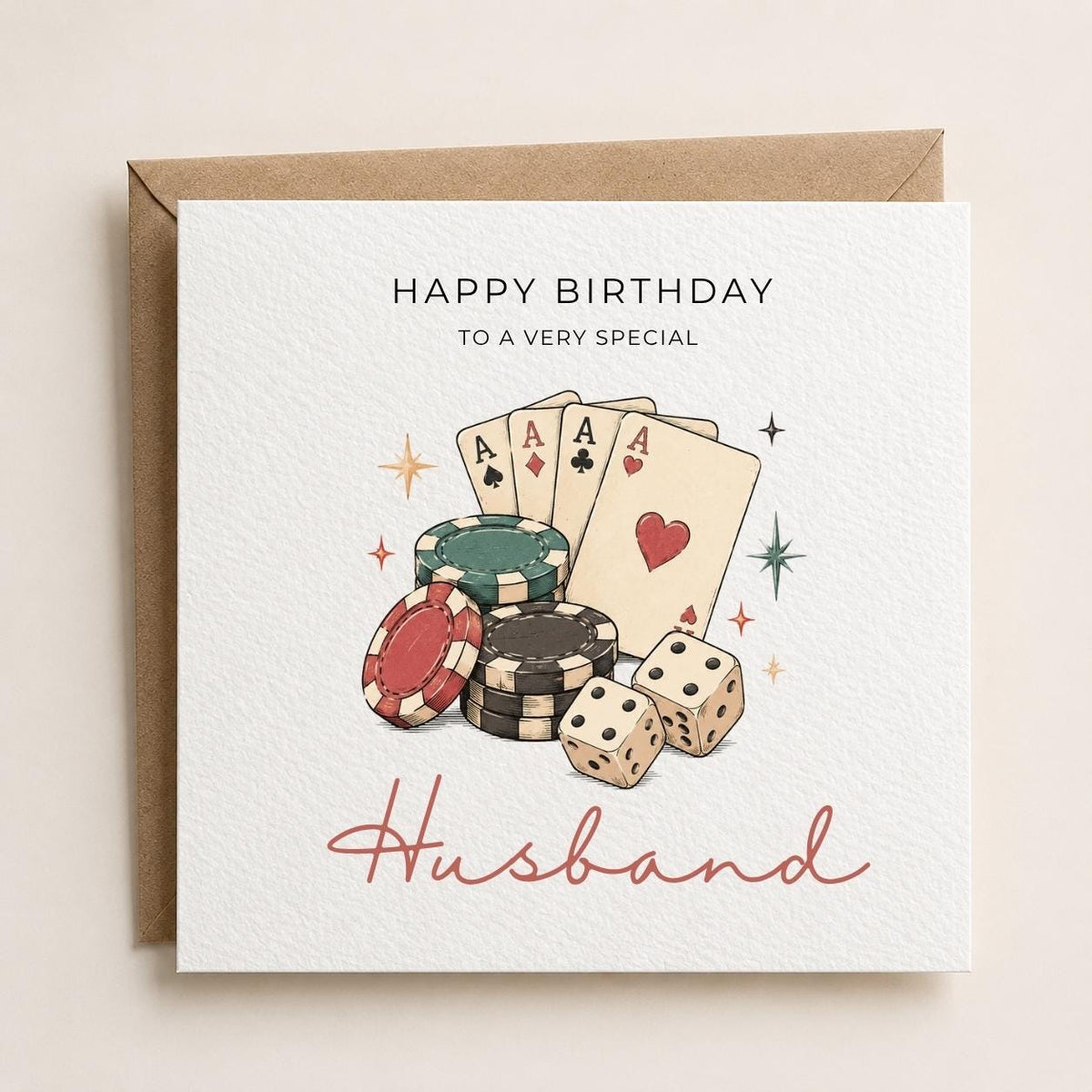 Personalised Casino Theme Birthday Card for Husband, Dad, Grandad, Son,  Uncle, Brother etc