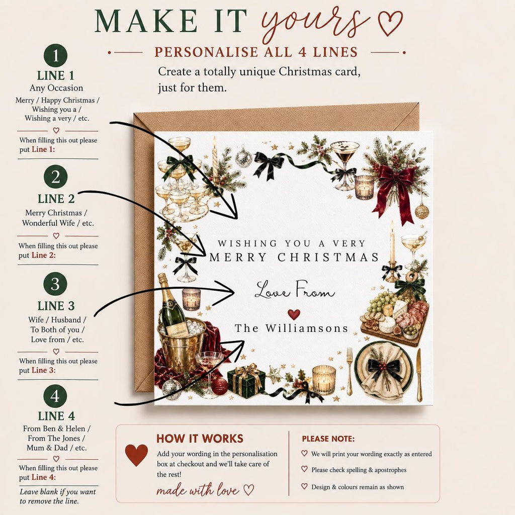 Personalised Christmas Card | Vintage Festive Greeting | Luxury Xmas Keepsake | Completely Customisable | Christmas After Dark