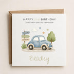 Personalised Cars Theme Birthday Card for Son, Grandson, Brother etc